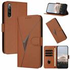 For Sony Xperia 10 IV Triangle Pattern Buckle Clasp Leather Phone Case(Brown) - 1