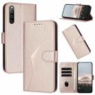 For Sony Xperia 10 IV Triangle Pattern Buckle Clasp Leather Phone Case(Rose Gold) - 1