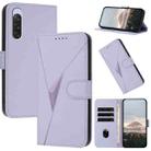 For Sony Xperia 10 V Triangle Pattern Buckle Clasp Leather Phone Case(Light Purple) - 1