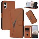 For Sony Xperia 10 VI Triangle Pattern Buckle Clasp Leather Phone Case(Brown) - 1