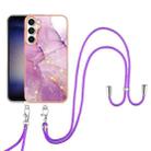 For Samsung Galaxy S24 FE 5G Electroplating Marble Dual-side IMD Phone Case with Lanyard(Purple 001) - 2