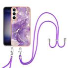 For Samsung Galaxy S24 FE 5G Electroplating Marble Dual-side IMD Phone Case with Lanyard(Purple 002) - 2