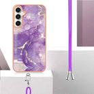 For Samsung Galaxy S24 FE 5G Electroplating Marble Dual-side IMD Phone Case with Lanyard(Purple 002) - 3
