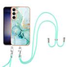 For Samsung Galaxy S24 FE 5G Electroplating Marble Dual-side IMD Phone Case with Lanyard(Green 003) - 2