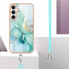 For Samsung Galaxy S24 FE 5G Electroplating Marble Dual-side IMD Phone Case with Lanyard(Green 003) - 3