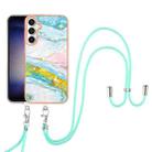 For Samsung Galaxy S24 FE 5G Electroplating Marble Dual-side IMD Phone Case with Lanyard(Green 004) - 2