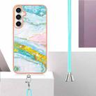 For Samsung Galaxy S24 FE 5G Electroplating Marble Dual-side IMD Phone Case with Lanyard(Green 004) - 3