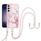 For Samsung Galaxy S24 FE 5G Electroplating Marble Dual-side IMD Phone Case with Lanyard(Rose Gold 005) - 2