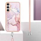 For Samsung Galaxy S24 FE 5G Electroplating Marble Dual-side IMD Phone Case with Lanyard(Rose Gold 005) - 3