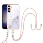 For Samsung Galaxy S24 FE 5G Electroplating Marble Dual-side IMD Phone Case with Lanyard(White 006) - 2