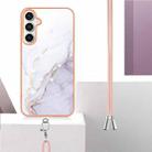 For Samsung Galaxy S24 FE 5G Electroplating Marble Dual-side IMD Phone Case with Lanyard(White 006) - 3