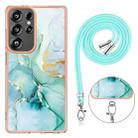 For Samsung Galaxy S25 Ultra 5G Electroplating Marble Dual-side IMD Phone Case with Lanyard(Green 003) - 3