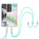 For Samsung Galaxy S25 Ultra 5G Electroplating Marble Dual-side IMD Phone Case with Lanyard(Green 004) - 2