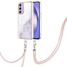 For Samsung Galaxy A16 5G Electroplating Marble Dual-side IMD Phone Case with Lanyard(White 006) - 1