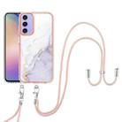 For Samsung Galaxy A16 5G Electroplating Marble Dual-side IMD Phone Case with Lanyard(White 006) - 2