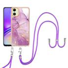 For Samsung Galaxy A06 4G Electroplating Marble Dual-side IMD Phone Case with Lanyard(Purple 001) - 2