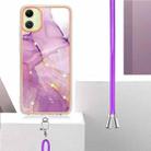 For Samsung Galaxy A06 4G Electroplating Marble Dual-side IMD Phone Case with Lanyard(Purple 001) - 3
