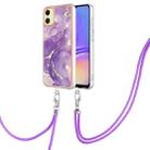 For Samsung Galaxy A06 4G Electroplating Marble Dual-side IMD Phone Case with Lanyard(Purple 002) - 1