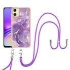 For Samsung Galaxy A06 4G Electroplating Marble Dual-side IMD Phone Case with Lanyard(Purple 002) - 2
