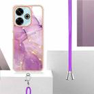 For Redmi 13 4G Electroplating Marble Dual-side IMD Phone Case with Lanyard(Purple 001) - 3