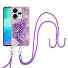 For Redmi 13 4G Electroplating Marble Dual-side IMD Phone Case with Lanyard(Purple 002) - 2