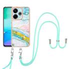 For Redmi 13 4G Electroplating Marble Dual-side IMD Phone Case with Lanyard(Green 004) - 2