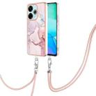 For Redmi 13 4G Electroplating Marble Dual-side IMD Phone Case with Lanyard(Rose Gold 005) - 1