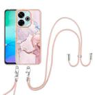 For Redmi 13 4G Electroplating Marble Dual-side IMD Phone Case with Lanyard(Rose Gold 005) - 2