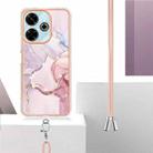 For Redmi 13 4G Electroplating Marble Dual-side IMD Phone Case with Lanyard(Rose Gold 005) - 3