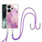 For Xiaomi Poco F6 5G Electroplating Marble Dual-side IMD Phone Case with Lanyard(Purple 001) - 2