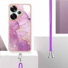 For Xiaomi Poco F6 5G Electroplating Marble Dual-side IMD Phone Case with Lanyard(Purple 001) - 3