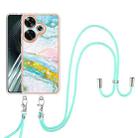 For Xiaomi Poco F6 5G Electroplating Marble Dual-side IMD Phone Case with Lanyard(Green 004) - 2
