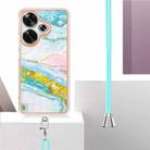 For Xiaomi Poco F6 5G Electroplating Marble Dual-side IMD Phone Case with Lanyard(Green 004) - 3