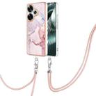 For Xiaomi Poco F6 5G Electroplating Marble Dual-side IMD Phone Case with Lanyard(Rose Gold 005) - 1