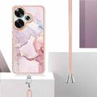 For Xiaomi Poco F6 5G Electroplating Marble Dual-side IMD Phone Case with Lanyard(Rose Gold 005) - 3