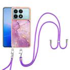 For Xiaomi Poco F6 Pro 5G Electroplating Marble Dual-side IMD Phone Case with Lanyard(Purple 001) - 2