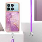 For Xiaomi Poco F6 Pro 5G Electroplating Marble Dual-side IMD Phone Case with Lanyard(Purple 001) - 3