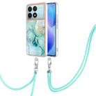 For Xiaomi Poco F6 Pro 5G Electroplating Marble Dual-side IMD Phone Case with Lanyard(Green 003) - 1