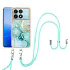 For Xiaomi Poco F6 Pro 5G Electroplating Marble Dual-side IMD Phone Case with Lanyard(Green 003) - 2