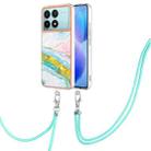 For Xiaomi Poco F6 Pro 5G Electroplating Marble Dual-side IMD Phone Case with Lanyard(Green 004) - 1