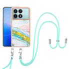 For Xiaomi Poco F6 Pro 5G Electroplating Marble Dual-side IMD Phone Case with Lanyard(Green 004) - 2