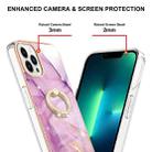 For iPhone 16 Pro Max Electroplating Marble IMD TPU Phone Case with Ring Holder(Purple 001) - 3