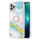 For iPhone 16 Pro Electroplating Marble IMD TPU Phone Case with Ring Holder(Green 004) - 2