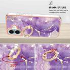 For iPhone 16 Plus Electroplating Marble IMD TPU Phone Case with Ring Holder(Purple 002) - 3