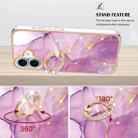 For iPhone 16 Electroplating Marble IMD TPU Phone Case with Ring Holder(Purple 001) - 3