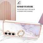 For Samsung Galaxy S24 FE 5G Electroplating Marble IMD TPU Phone Case with Ring Holder(White 006) - 3