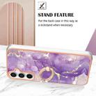 For Samsung Galaxy S24 FE 5G Electroplating Marble IMD TPU Phone Case with Ring Holder(Purple 002) - 3