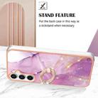 For Samsung Galaxy S24 FE 5G Electroplating Marble IMD TPU Phone Case with Ring Holder(Purple 001) - 3