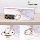 For Samsung Galaxy S25 Ultra 5G Electroplating Marble IMD TPU Phone Case with Ring Holder(White 006) - 3