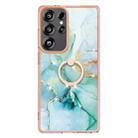 For Samsung Galaxy S25 Ultra 5G Electroplating Marble IMD TPU Phone Case with Ring Holder(Green 003) - 2